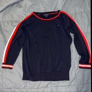 Tommy Hilfiger navy shirt with blue and red stripe